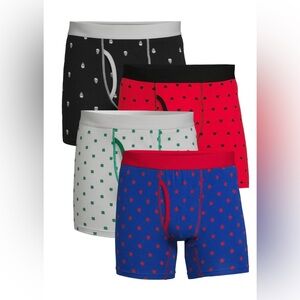 No Boundaries Men's Tag-Free All-Seasons Printed Boxer Briefs, 4-Pack, Sizes 3XL
